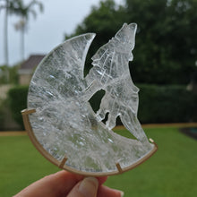 Load image into Gallery viewer, Clear Quartz Moon Howling Wolf