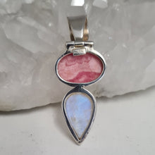 Load image into Gallery viewer, Rhodochrosite and Moonstone Sterling Silver Pendant