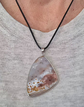 Load image into Gallery viewer, Natural Grey Agate Silver Pendant
