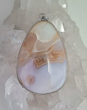 Load image into Gallery viewer, Natural Grey Agate Silver Pendant