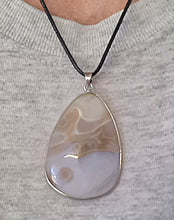 Load image into Gallery viewer, Natural Grey Agate Silver Pendant