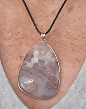 Load image into Gallery viewer, Natural Grey Agate Silver Pendant