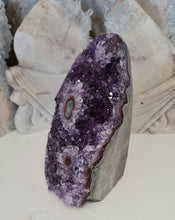 Load image into Gallery viewer, Amethyst with Stalactite Eyes Cutbase