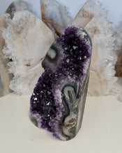 Load image into Gallery viewer, Amethyst with Stalactite Eyes Cutbase