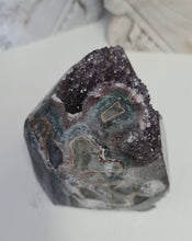 Load image into Gallery viewer, Amethyst with Stalactite Eyes Cutbase