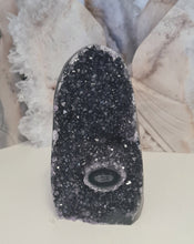 Load image into Gallery viewer, Amethyst with Stalactite Eyes Cutbase