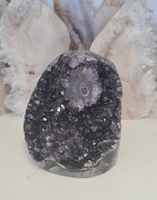 Load image into Gallery viewer, Amethyst with Stalactite Eyes Cutbase