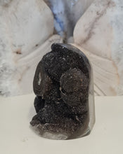 Load image into Gallery viewer, Black Galaxy Amethyst with Stalactite Eyes Cutbase