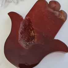 Load image into Gallery viewer, Carnelian Hamsa Hand with Stand