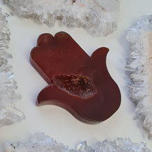 Load image into Gallery viewer, Carnelian Hamsa Hand with Stand