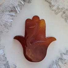 Load image into Gallery viewer, Carnelian Hamsa Hand with Stand