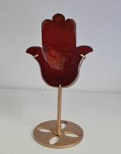 Load image into Gallery viewer, Carnelian Hamsa Hand with Stand