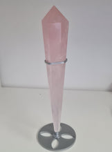 Load image into Gallery viewer, Rose Quartz Wand in Stand