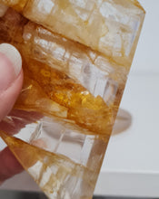Load image into Gallery viewer, Golden Healer Quartz Diamond with Stand