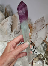 Load image into Gallery viewer, Fluorite Wand in Stand