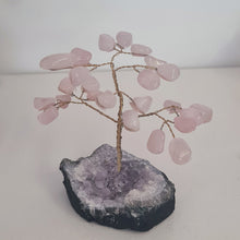 Load image into Gallery viewer, Rose Quartz on Amethyst Bonsai Tree