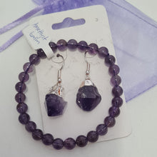Load image into Gallery viewer, Amethyst Bracelet and Ear-rings Set