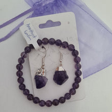 Load image into Gallery viewer, Amethyst Bracelet and Ear-rings Set