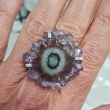 Load image into Gallery viewer, Amethyst Stalactite Slice Ring