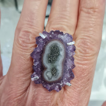 Load image into Gallery viewer, Amethyst Stalactite Slice Ring