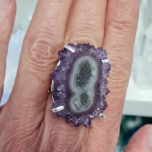 Load image into Gallery viewer, Amethyst Stalactite Slice Ring