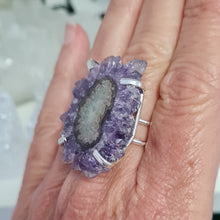 Load image into Gallery viewer, Amethyst Stalactite Slice Ring