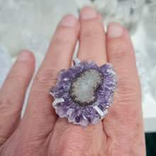 Load image into Gallery viewer, Amethyst Stalactite Slice Ring