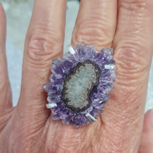 Load image into Gallery viewer, Amethyst Stalactite Slice Ring