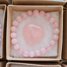 Load image into Gallery viewer, Rose Quartz Bracelet and Heart Boxset
