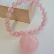 Load image into Gallery viewer, Rose Quartz Bracelet and Heart Boxset