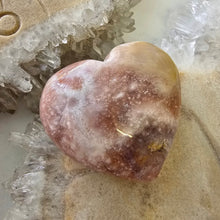 Load image into Gallery viewer, Pink Amethyst X Flower Agate Heart