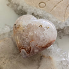 Load image into Gallery viewer, Pink Amethyst X Flower Agate Heart