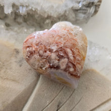Load image into Gallery viewer, Pink Amethyst X Flower Agate Heart