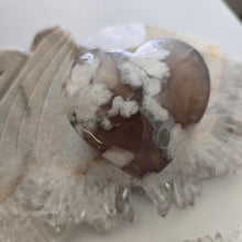 Load image into Gallery viewer, Black Flower Agate Heart