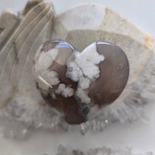 Load image into Gallery viewer, Black Flower Agate Heart