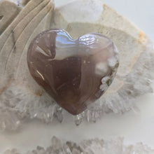 Load image into Gallery viewer, Black Flower Agate Heart