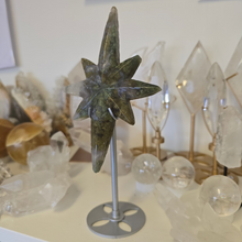 Load image into Gallery viewer, Moss Agate Polaris Star with Stand