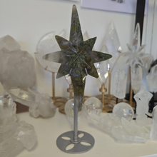 Load image into Gallery viewer, Moss Agate Polaris Star with Stand