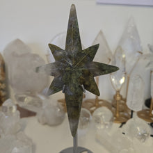 Load image into Gallery viewer, Moss Agate Polaris Star with Stand