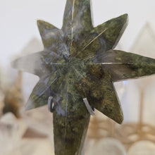 Load image into Gallery viewer, Moss Agate Polaris Star with Stand
