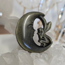 Load image into Gallery viewer, Gold Sheen Obsidian Fairy Moon