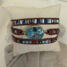 Load image into Gallery viewer, Natural Turquoise and Jasper Wrap Bracelet