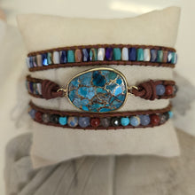 Load image into Gallery viewer, Natural Turquoise and Jasper Wrap Bracelet