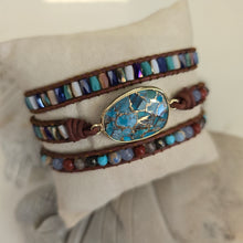 Load image into Gallery viewer, Natural Turquoise and Jasper Wrap Bracelet