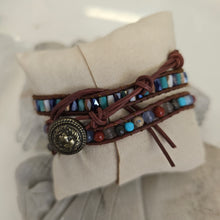 Load image into Gallery viewer, Natural Turquoise and Jasper Wrap Bracelet