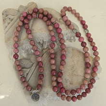 Load image into Gallery viewer, 108 Rhodonite Bead Mala Necklace/Bracelet