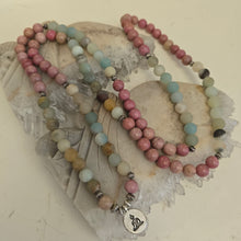 Load image into Gallery viewer, 108 Amazonite Rhodonite Bead Mala Necklace/Bracelet