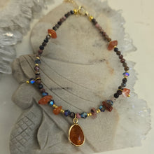 Load image into Gallery viewer, Rhodonite and Carnelian Bead Anklet