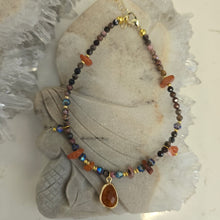 Load image into Gallery viewer, Rhodonite and Carnelian Bead Anklet
