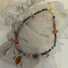 Load image into Gallery viewer, Rhodonite and Carnelian Bead Anklet
